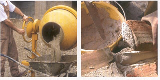 betoniera a bicchiere e secchio